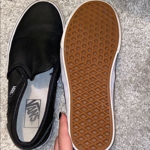 SIZE 8.5 NEVER WORN BLACK LEATHER SLIP ON VANS